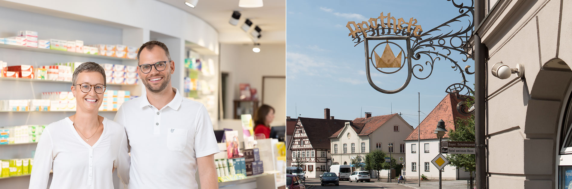 Familie Melzer in der Kronen Apotheke in Ichenhausen zwischen Günzburg und Krumbach.